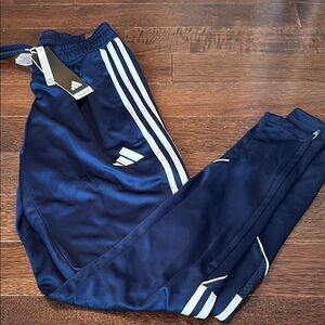 NWTAdidas Dark Blue Track Pants with White Stripes